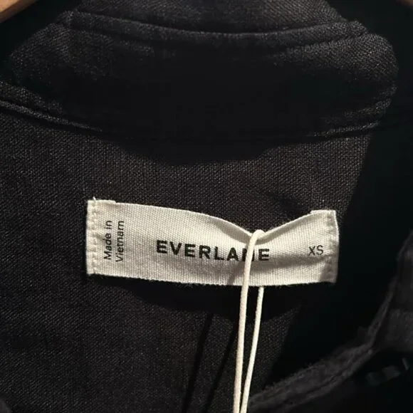 NWT EVERLANE The Daytripper Dress in Linen XS BLACK - Picture 7 of 16